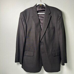 JoS A Bank Blazer Sport Coat Gordon Mens 44 Reg Brown Plaid Silk Wool Two Button